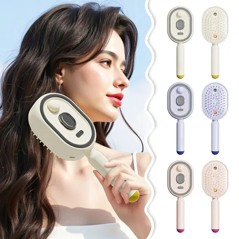 Hair Care Is Self Care - 2026年新型ポータブル電動ヘアケアスプレーマッサージコーム静電気防止セルフクリーニングヘアブラシヘアオイルアプリケーター女性用女の子用