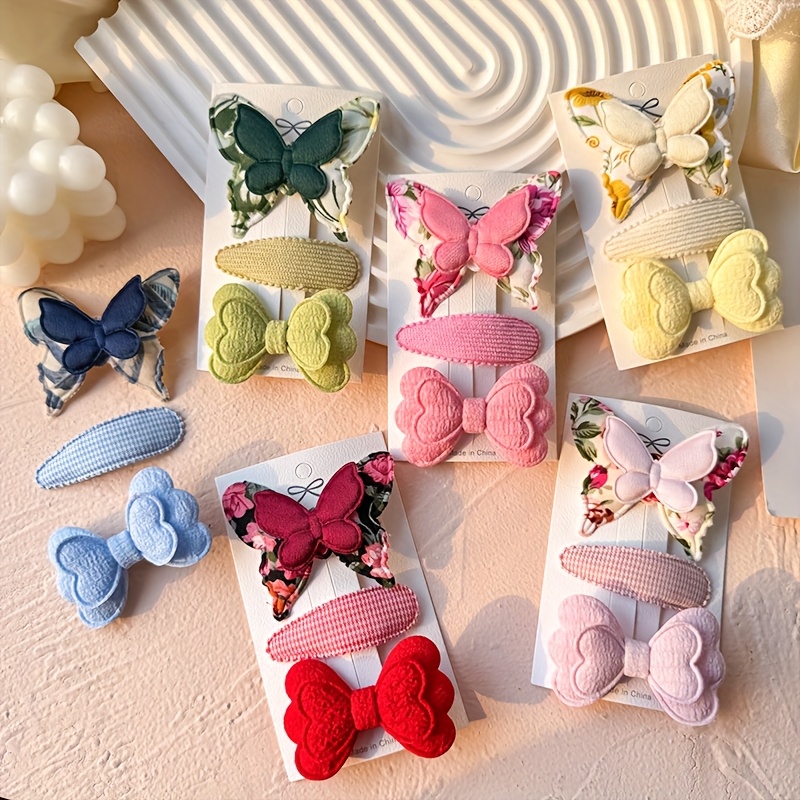 Hair Care Gift Set - 3 ピース/セット新しいちょう結びヘアアクセサリーセットかわいいバレッタキャンディーカラーのヘアクリップ子供のための女の子装飾ヘアクリップギフト