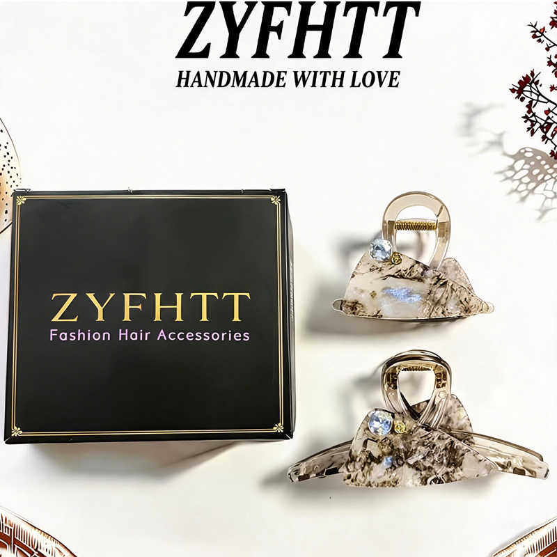 Hair Care Gift Set - 2 ピース/セットギフトボックス ZYFHTT 虹色流砂ヘアクロークリップ女性用レトロ三角形サメクリップファッションガールズヘアクランプ