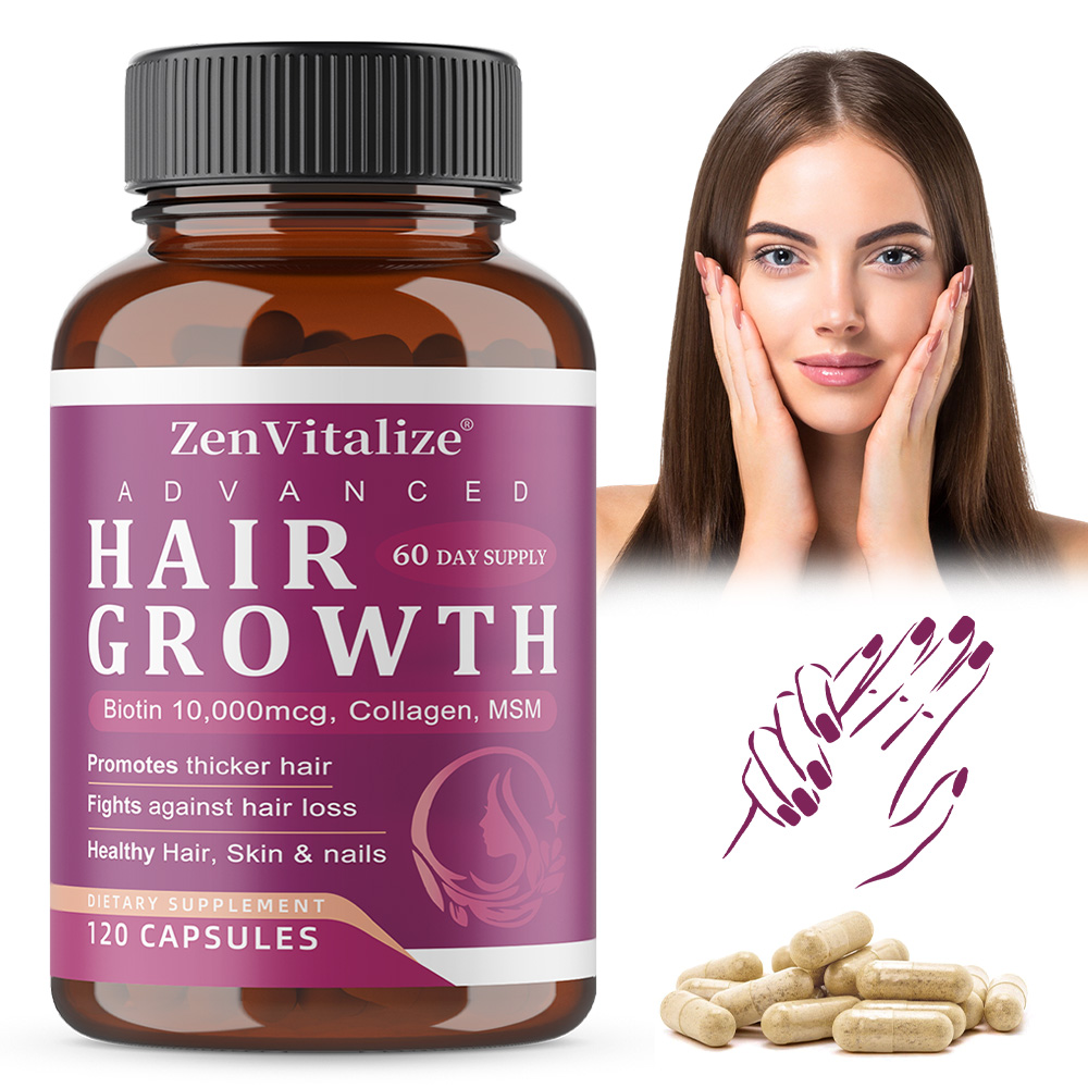 Hair Care Vitamin - ビオチン + コラーゲン カプセル - 髪の成長を促進し、老化防止、関節と骨をサポートし、爪を強化し、美容と健康を促進します。