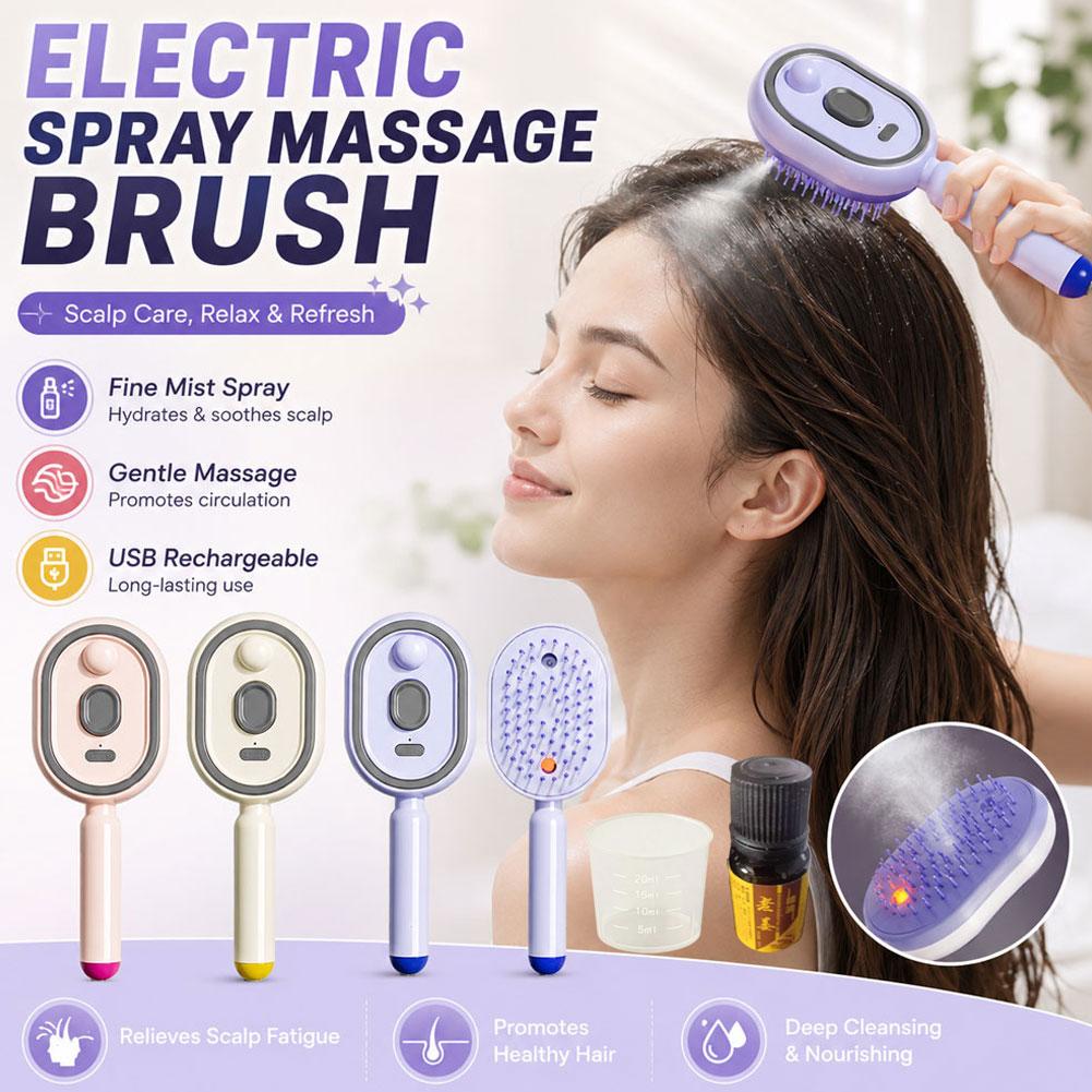Hair Care Is Self Care - 電動スプレー式エアクッションマッサージコーム、自動洗浄機能付き、スチーム機能、エッセンシャルオイル対応、頭皮ケア、ヘアケア、広がり防止、絡まり解消、男女兼用