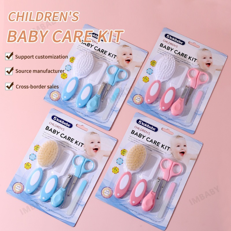 Hair Care Kit - IMBABY 5 個新生児グルーミングケアキット、安全な丸い先端の爪切りはさみファイルソフトヘアブラシコームセット幼児用