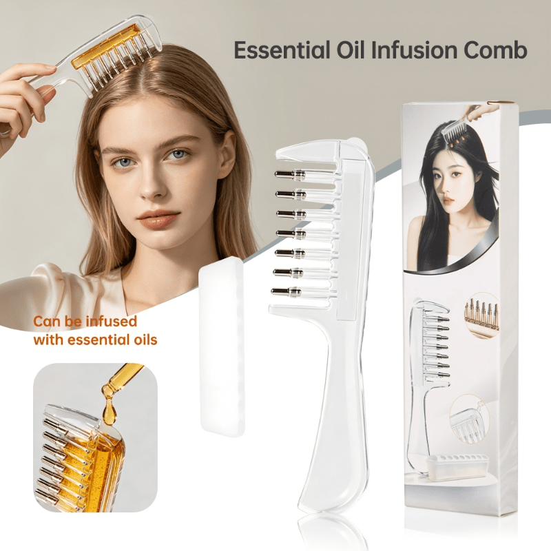透明なエッセンシャルオイル注入ヘアコーム、再利用可能な頭皮用 - Hair Care Serum のレビューと価格