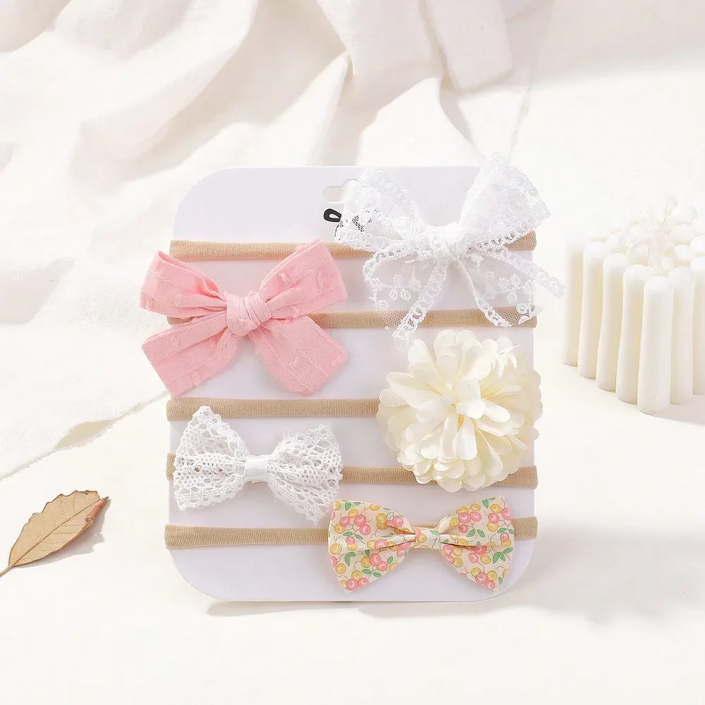 5 ピース/セットベビー弾性ヘッドバンド新生児フラワーレース - Hair Care Gift Set のレビューと価格