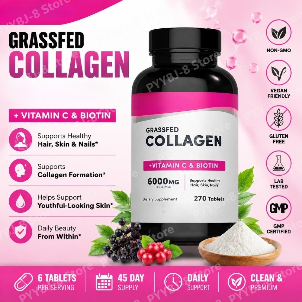 コラーゲン錠剤 6000mg ビタミンCとビオチン配合、髪・ - Hair Care Vitamin のレビューと価格